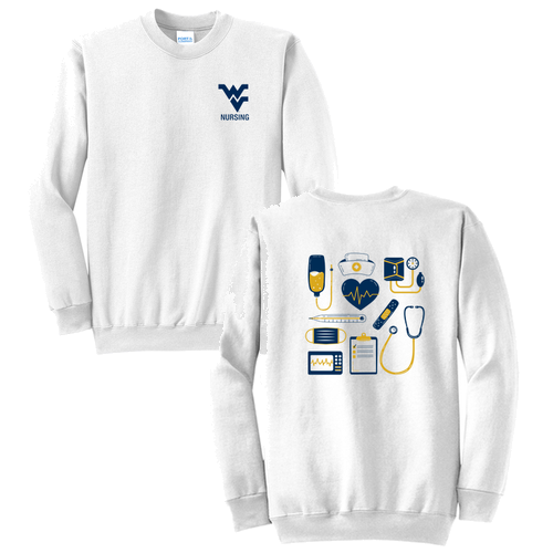 Nursing Tools Port and Company Classic Crewneck Sweatshirt -- White