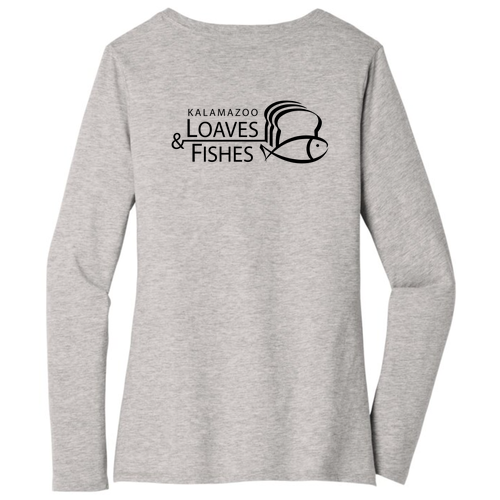 District Women's Very Important Tee Long Sleeve V-Neck -- Light Heather Grey