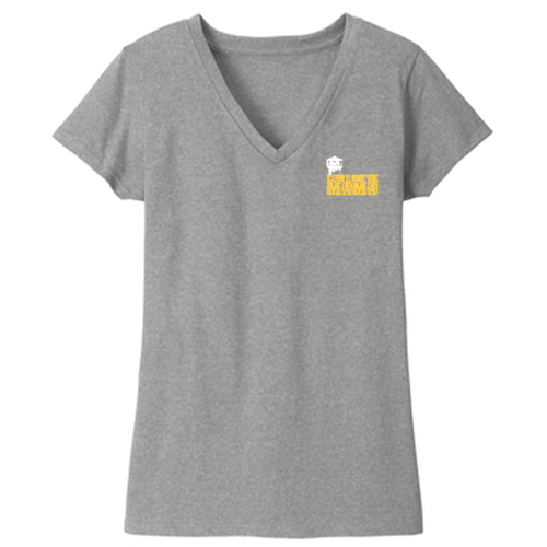 District Womens Re-Tee V-Neck (Show Them) -- Light Heather Grey