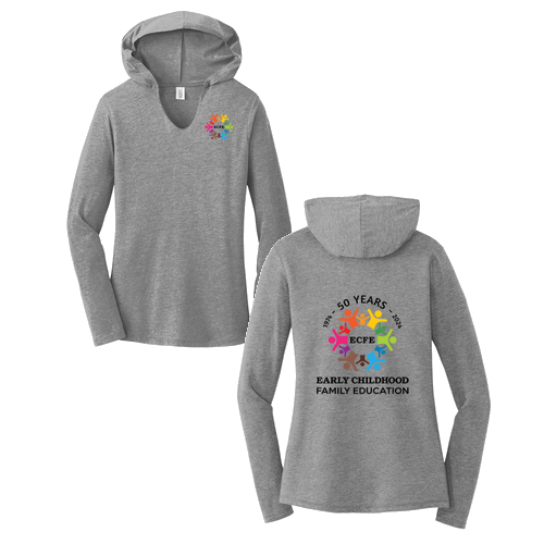 District Made Ladies Perfect Tri Long Sleeve Hoodie T-Shirt -- Grey Frost