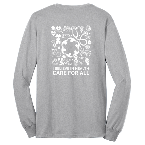 FHC Healthcare For All Port & Company Long Sleeve 50/50 T Shirt -- Ash