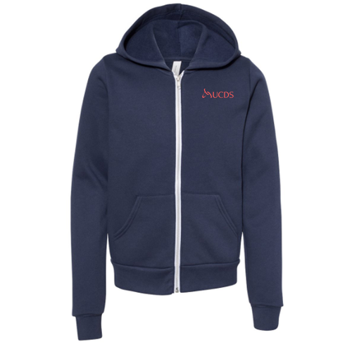 Coral Print Bella Canvas Youth Sponge Fleece Full-Zip Hoodie -- Navy