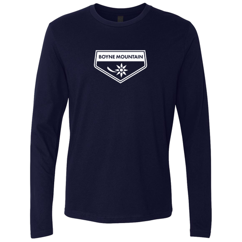 Boyne Mountain Logo 1 White Ink -- Long sleeve Midnight Navy