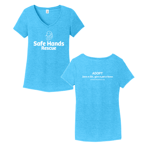 District Made Ladies Perfect Tri V-Neck Tee -- Turquoise Frost