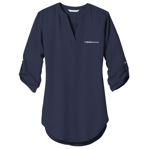 Port Authority Ladies 3/4-Sleeve Tunic Blouse -- True Navy