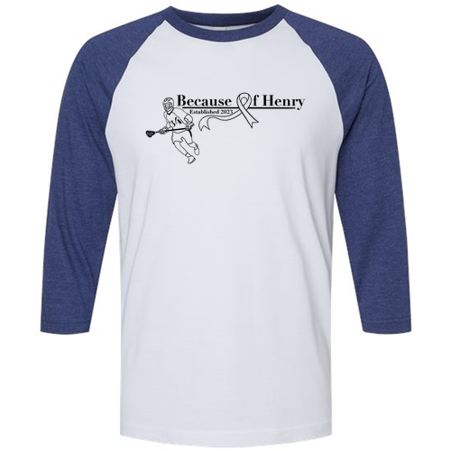 American Apparel CVC Unisex Raglan T-Shirt -- White / Heather Indigo