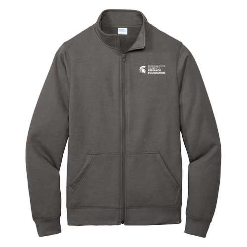 Port and Company Core Fleece Cadet Full-Zip Sweatshirt -- Dark Heather Grey