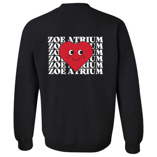 Crew Neck Sweatshirt Zoe Heart Design -- Black