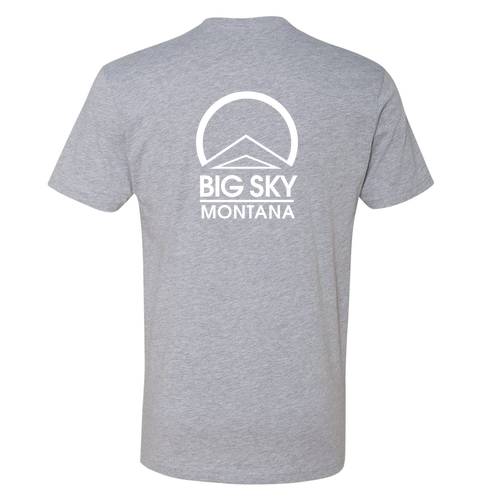 Big Sky Montana Logo 2 White Ink -- Short Sleeve Heather Grey