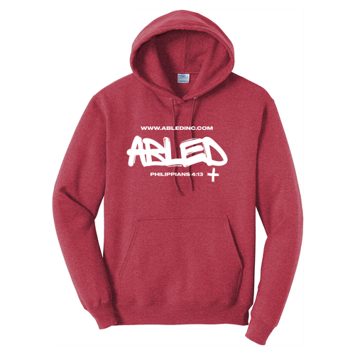 Port and Company Core Fleece Pullover Hooded Sweatshirt -- Heather Red