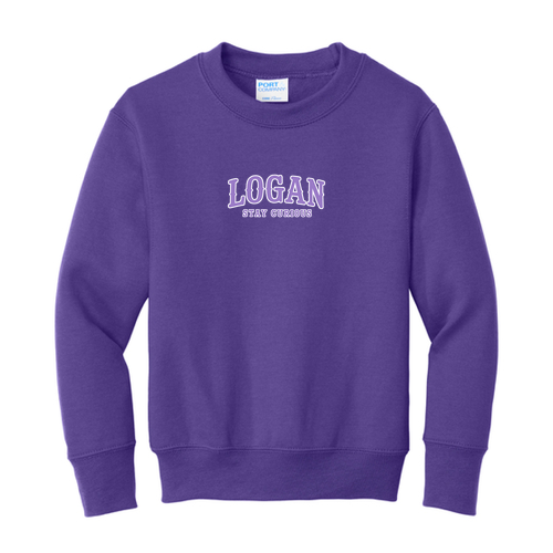 Port & Co Youth Core Fleece Crewneck Sweatshirt -- Purple