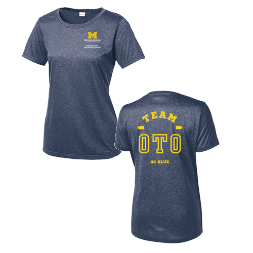 Ladies Sport Tek Heather Contender Scoop Neck Tee -- True Navy Heather