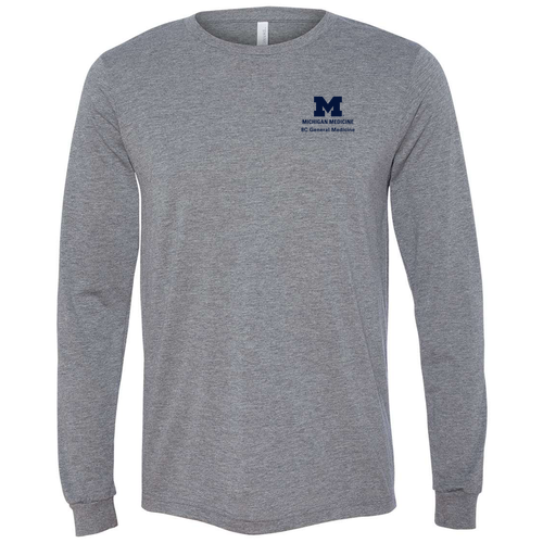 Mens/Unisex Bella Canvas Soft Fitted Triblend Long Sleeve Tee -- Grey Triblend