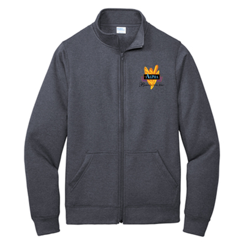 Port and Company Core Fleece Cadet Full-Zip Sweatshirt -- Heather Navy