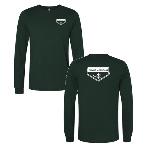 Boyne Mountain Logo 2 White Ink -- Long Sleeve Forest
