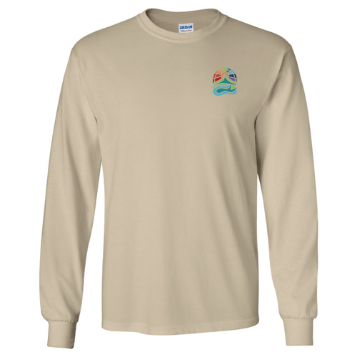 Gildan Ultra Cotton Longsleeve Basic T-Shirt Front & Back -- Sand