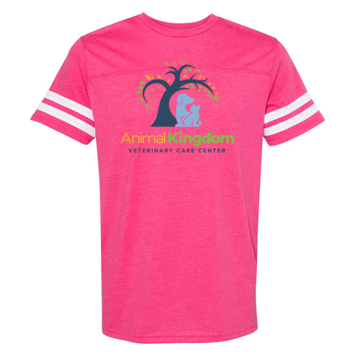 Live & Tell by LAT Adult Football Fine Jersey Tee -- Vintage Hot Pink / Blended White