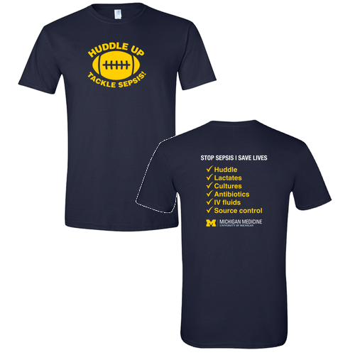 Gildan SoftStyle Fitted T-Shirt -- Navy, Huddle Up Tackle Sepsis
