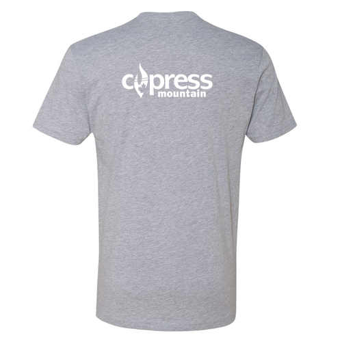 Cypress Mountain Logo 2 White Ink -- Short Sleeve Tee Heather Grey