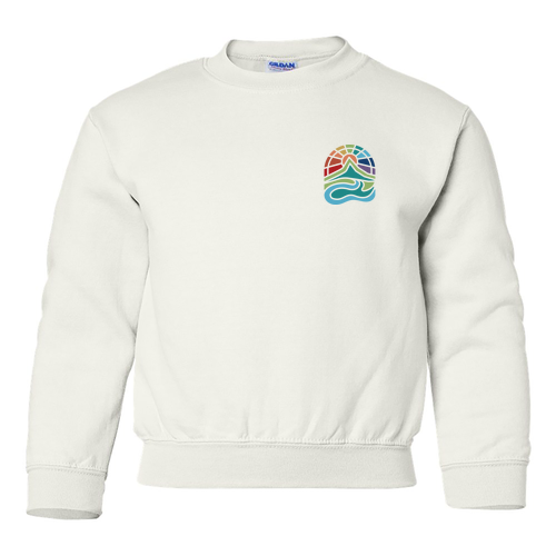 Gildan Heavy Blend Youth Crew Neck Sweatshirt Front & Back -- White