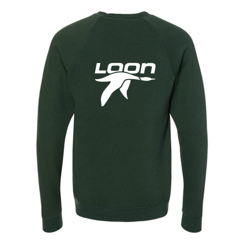 Loon Logo 2 White Ink -- Crewneck Sweatshirt Forest