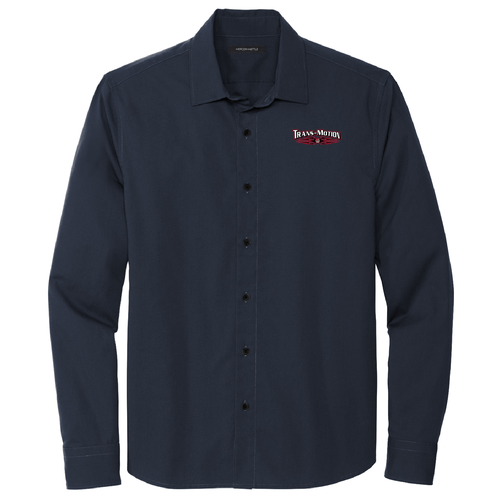 Unisex Long Sleeve Stretch Button Up Shirt -- Night Navy