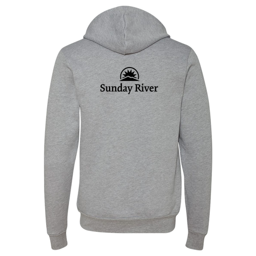 Sunday River Logo 2 Black Ink -- Pullover Hooded Sweatshirt Athletic Heather