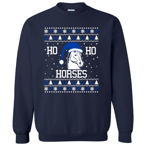 Ho Ho Horses Gildan Heavy Blend Crew Neck Sweatshirt -- Navy