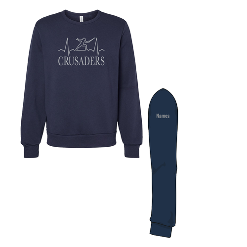 Fencing Heartbeat Bella+Canvas Sponge Fleece Classic Crewneck Sweatshirt -- Navy