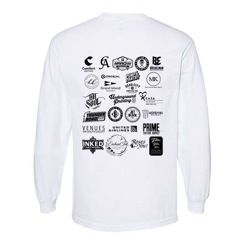 Blackwork Adult Long Sleeve T-Shirt -- White
