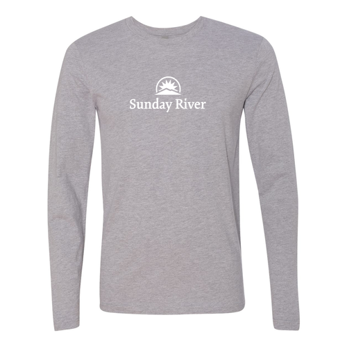 Sunday River Logo 1 White Ink --Long Sleeve Heather Grey