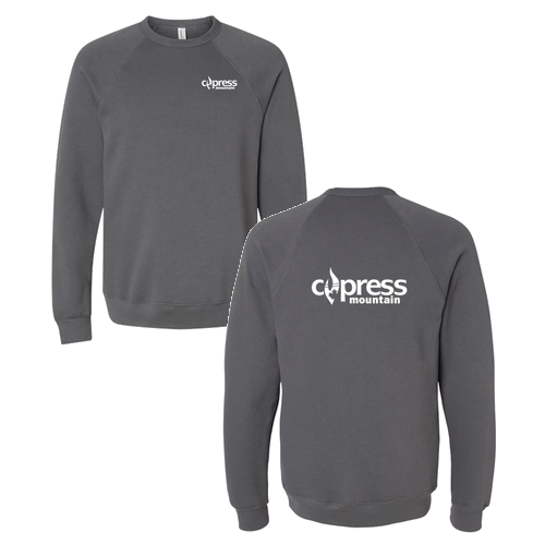 Cypress Mountain Logo 2 White Ink -- Crewneck Sweatshirt Asphalt