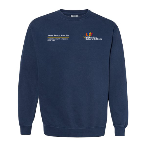 Embroidered Comfort Colors Unisex Garment-Dyed Crewneck Sweatshirt -- True Navy