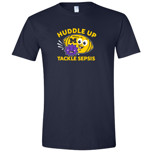 Gildan SoftStyle Fitted T-Shirt -- Navy, Tackle Sepsis with Face [HIDE]