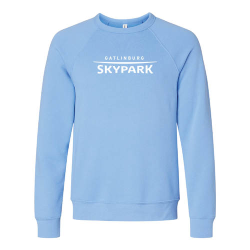 Gatlinburg Skypark Logo 1 White Ink -- Crewneck Sweatshirt Carolina Blue
