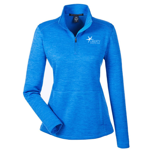 Ladies Devon & Jones Newbury Melange Fleece Quarter-Zip -- French Blue Heather