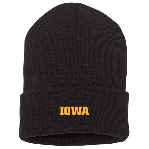 Yupoong Knit Hat with Cuff -- Black