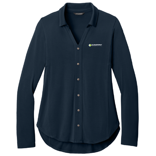 Women's Port Authority Luxe Knit Button Tunic -- River Blue Navy