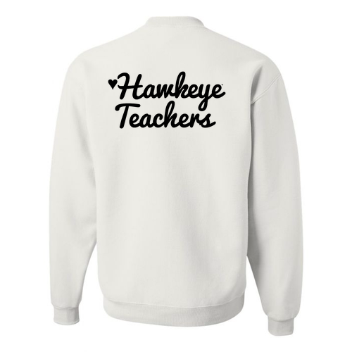 Hawkeye Teacher Jerzees 8 Oz., 50/50 Nublend Fleece Crew -- White