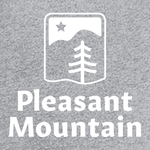 Pleasant Mountain Logo 1 White Ink -- Long Sleeve Heather Grey