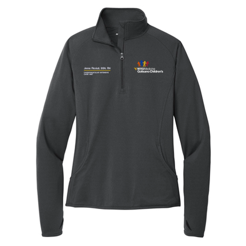 Sport Tek Ladies Sport Wick Stretch Half Zip Pullover -- Charcoal Grey