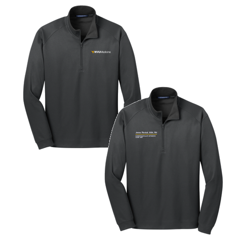 Port Authority Vertical Texture Quarter Zip Pullover -- Iron Grey / Black