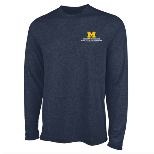 Mens/Unisex Charles River Comfort-Core Long-Sleeve Tee -- Navy, Stacked Logo