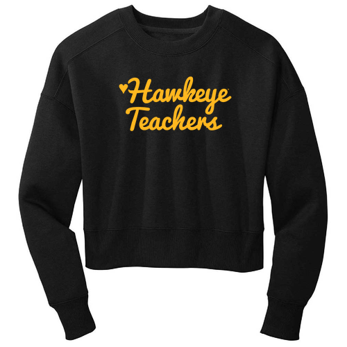 District Women's Perfect Weight Fleece Cropped Crew -- Jet Black