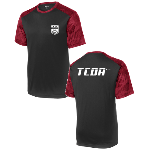 Sport-Tek Camohex Colorblock Tee -- Black / Deep Red