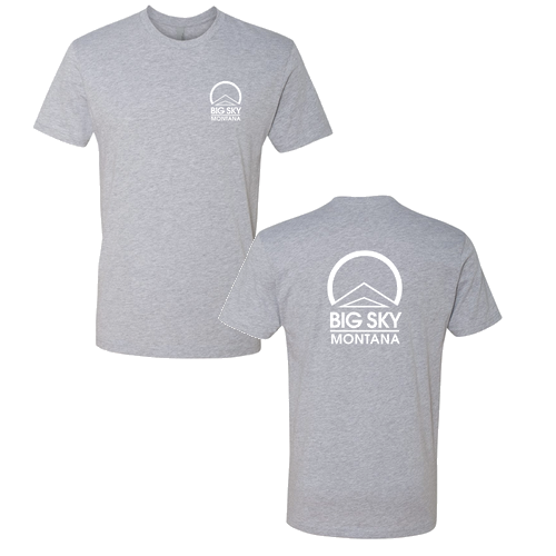 Big Sky Montana Logo 2 White Ink -- Short Sleeve Heather Grey