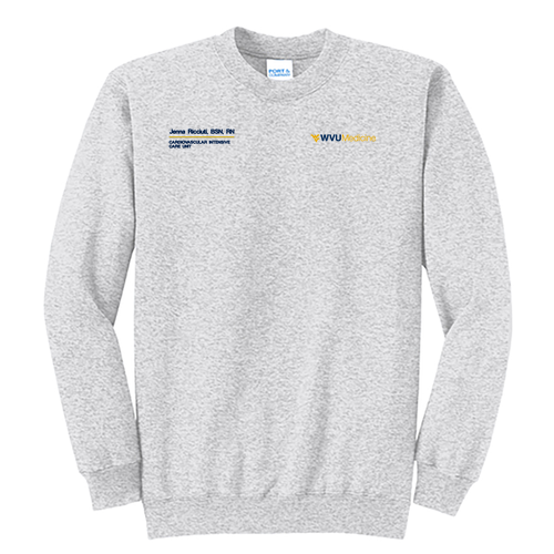 Embroidered Port and Company Classic Crewneck Sweatshirt -- Ash