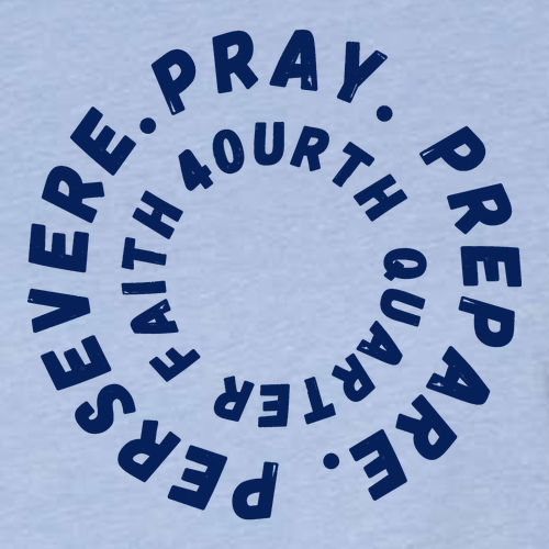 Pray. Prepare. Persevere. Tee -- Heather Columbia Blue