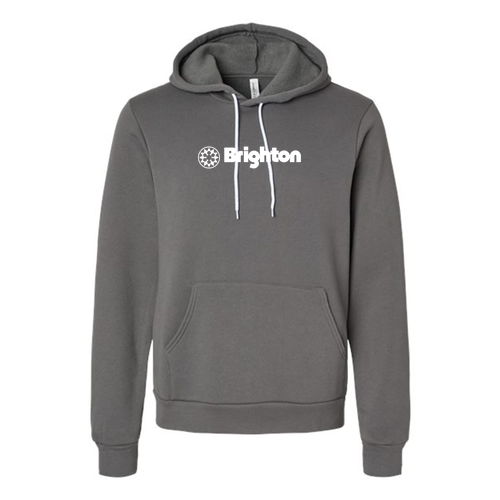 Brighton Logo 1 White Ink -- Pullover Hooded Sweatshirt Asphalt