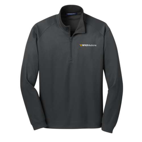 Port Authority Vertical Texture Quarter Zip Pullover -- Iron Grey / Black